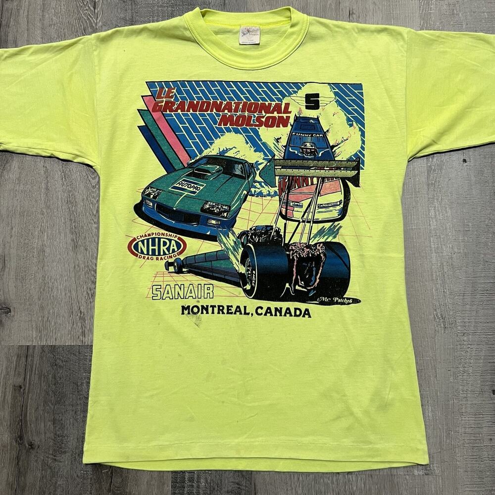 VTG 70s/80s NHRA Le Grandnational Molson Neon Sanair Canada Dragster Racing Tee